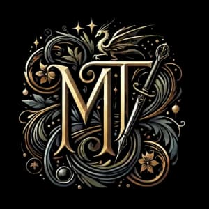 Mandy's logo with the cursive 'M', fountain pen, and dragon